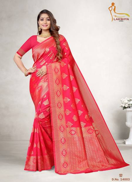 Pink Colour Lakshya Vidya 14 Party Wear Jacquard Silk Saree Latest Collection 14003